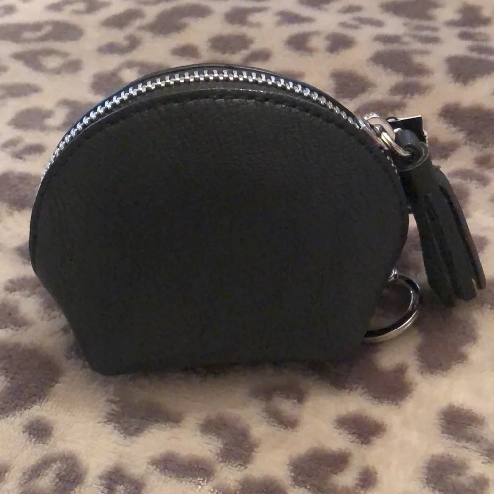 Express Black Faux Leather Coin Purse Keychain Jewels Tassel